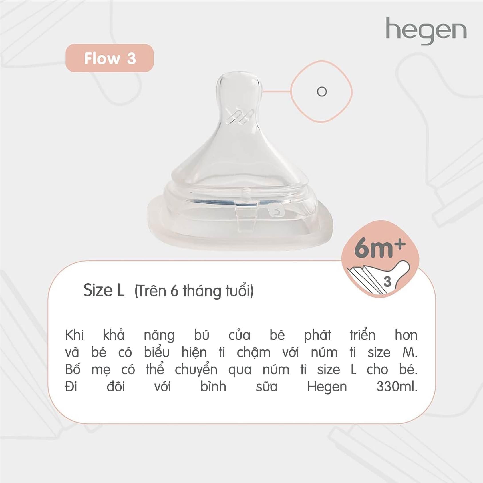 Núm ti thay thế bình sữa Hegen
