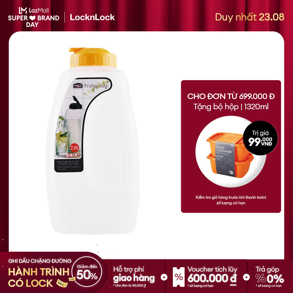 [Duy nhất 23.8 - Mua ngay] HAP609Y - BÌNH NƯỚC DÙNG TRONG NHÀ 2.0L (Màu Vàng). Hàng chính hãng Lock&Lock