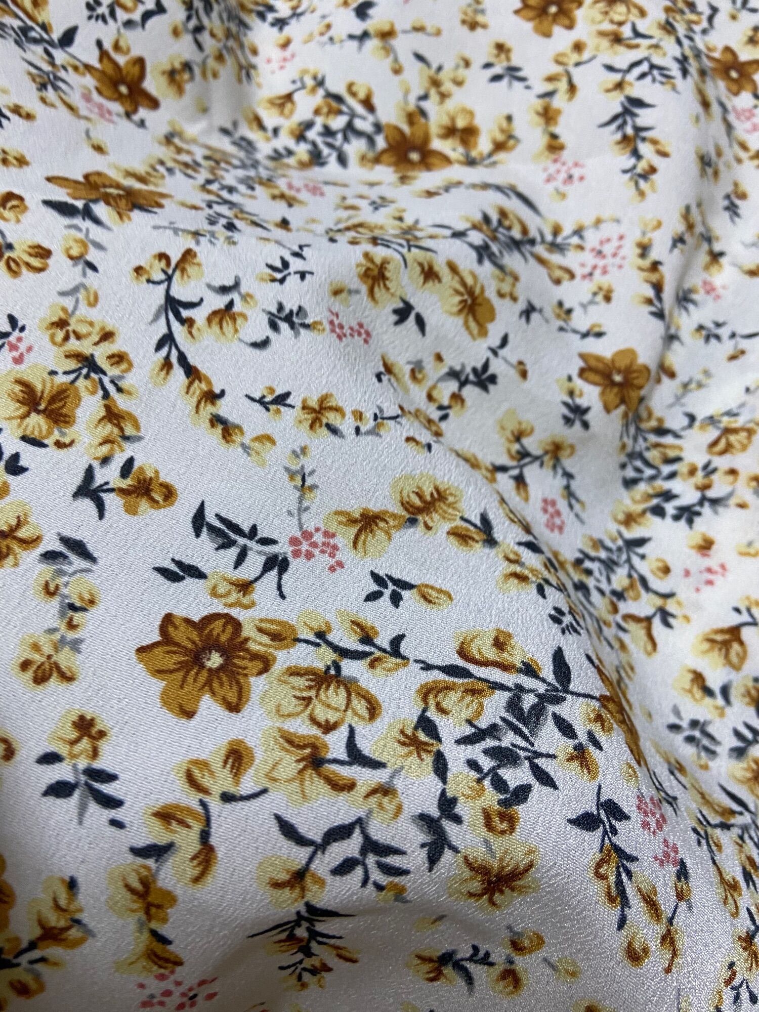 2m Vải lụa hoa nâu chất mịn co giản nhẹ đẹp khổ 1m5