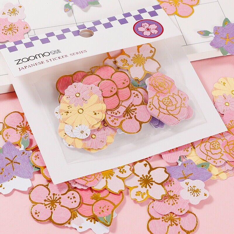 Set 40 miếng dán sticker phũ nhũ vàng trang trí