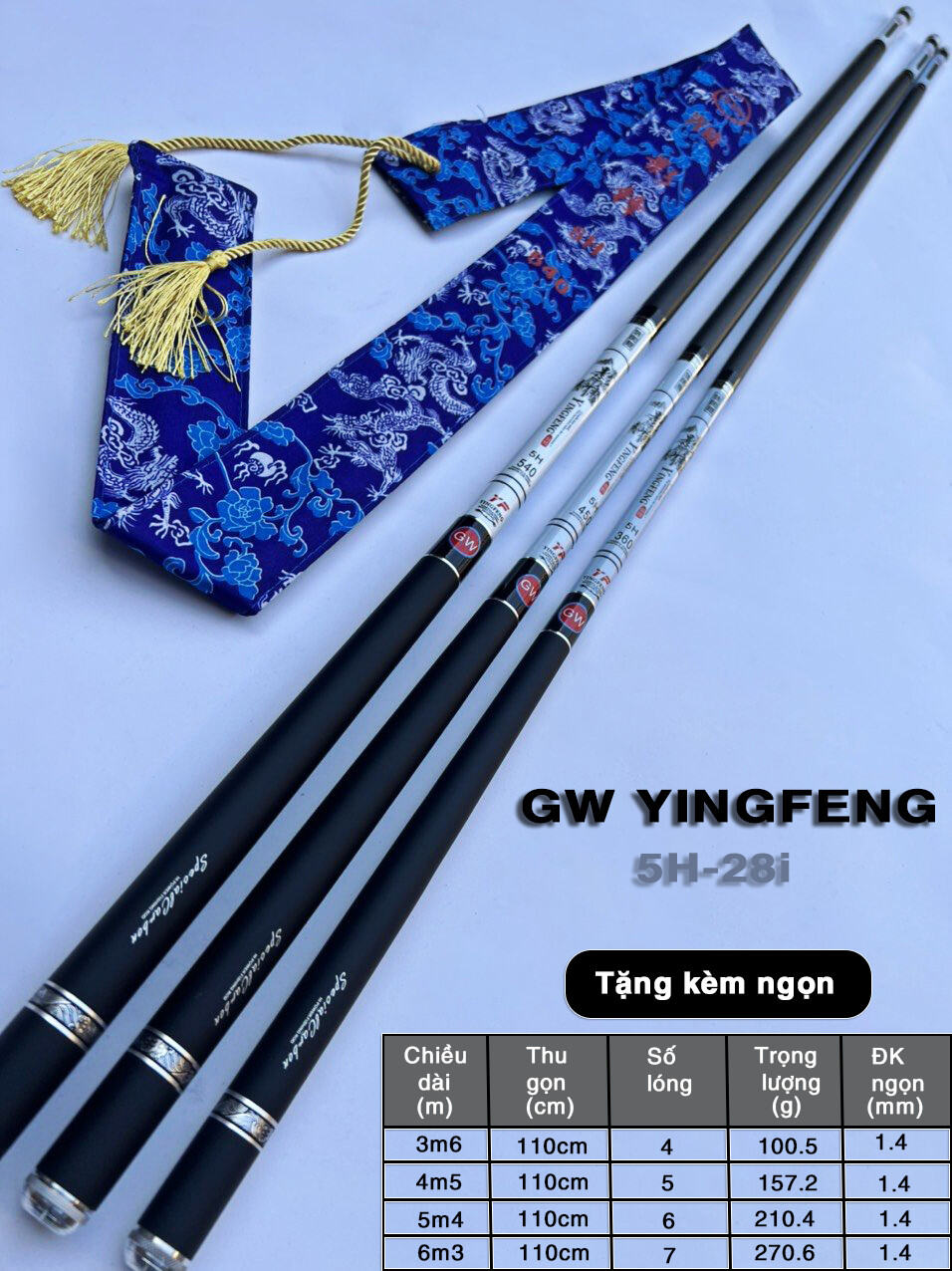 CẦN CÂU ĐÀI GW YINGFEN THUẦN PHONG 5H [TẶNG 01 NGỌN]