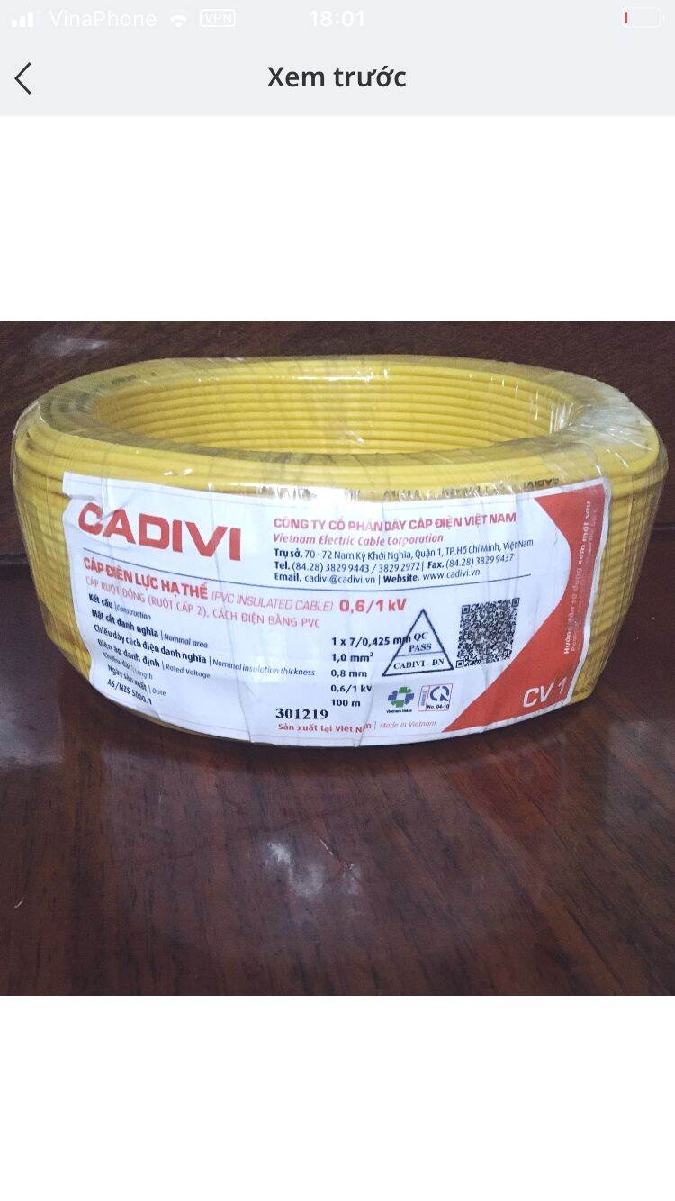 Dây điện đơn cadivi 1.0