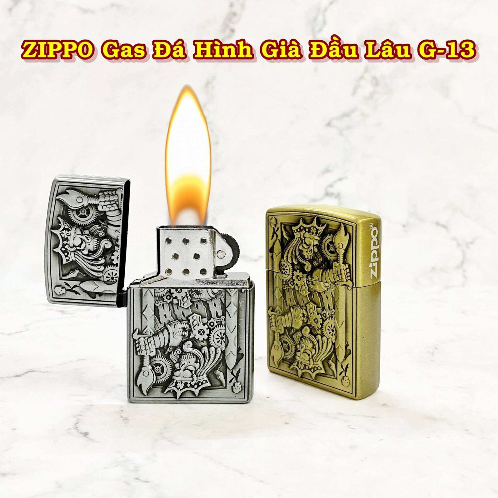 [HCM] Bật Lửa Zippo Gas Đá Hình Khắc Nổi Các Kiểu (Chọn Mẫu)