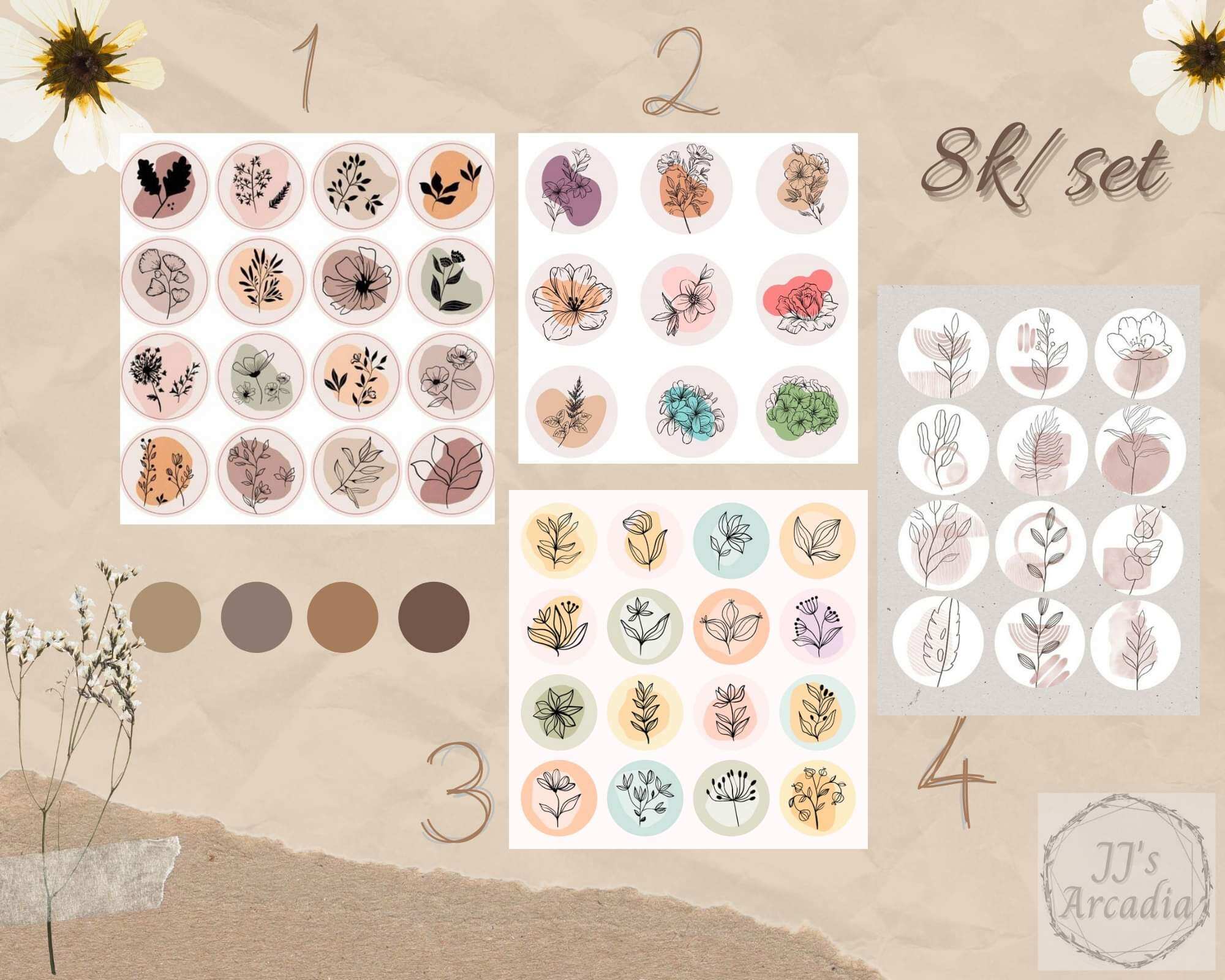 🌸🌺𝓕𝓵𝓸𝔀𝓮𝓻 𝓼𝓽𝓲𝓬𝓴𝓮𝓻🌺🌸
【 set 2 tờ 】Sticker hoa vintage