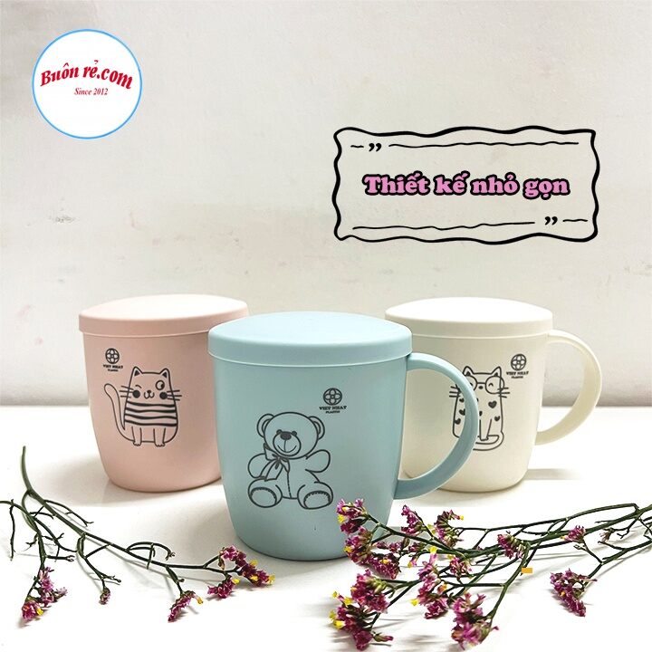 Cốc, ca uống nước có nắp đậy từ nhựa nguyên sinh