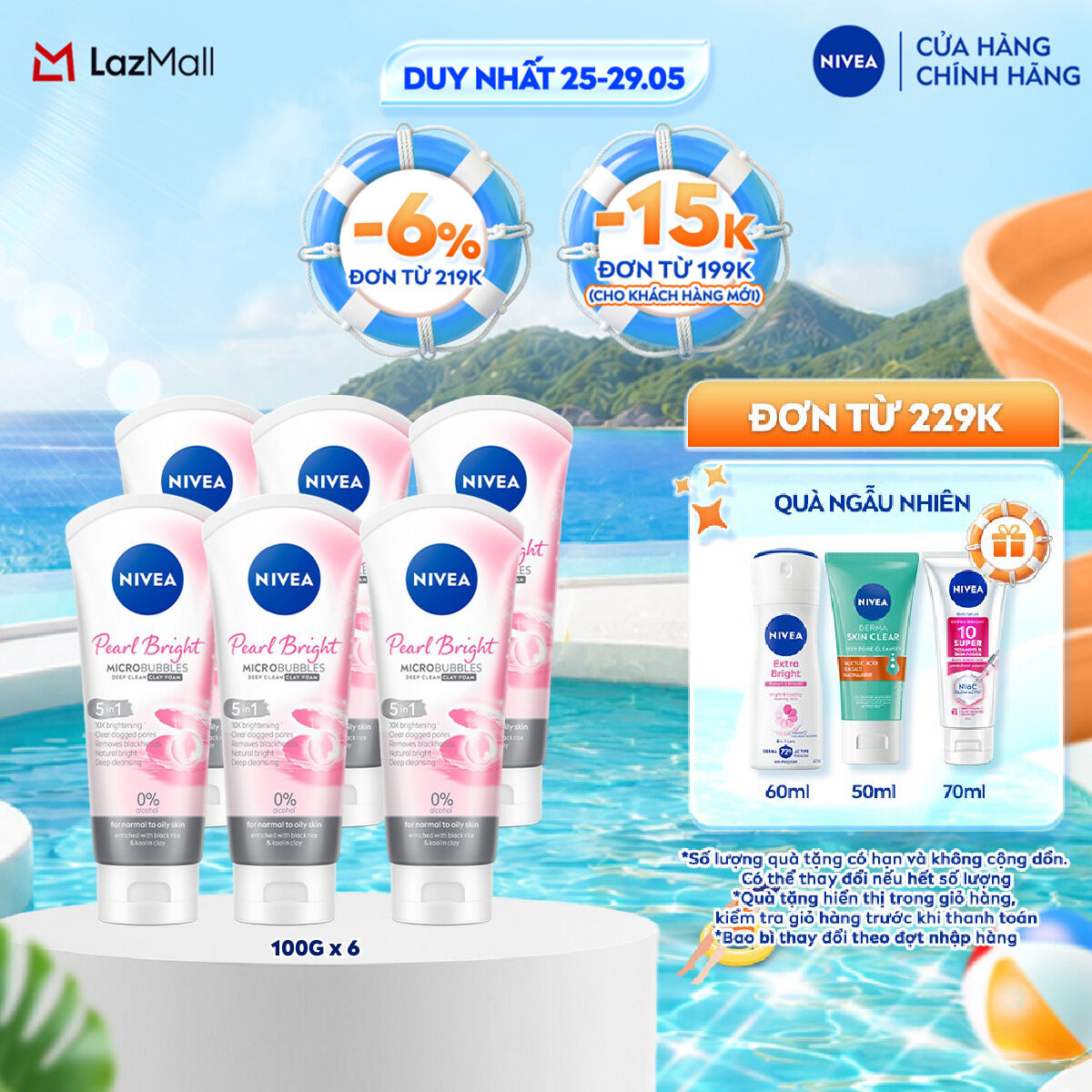 Bộ 6 Sữa Rửa Mặt Ngọc Trai NIVEA (100g) - 86704/81273