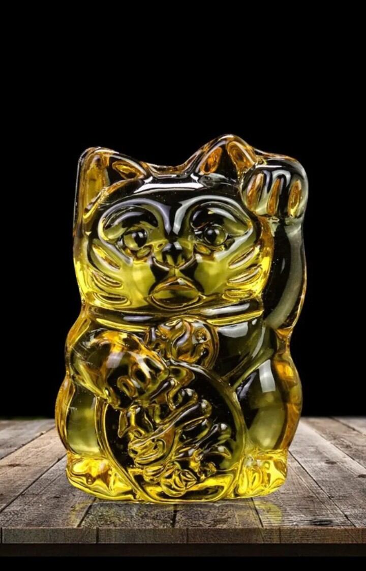 Crystal Lucky Cat ( Mèo Thần Tài CiTrine vàng 7cm)
