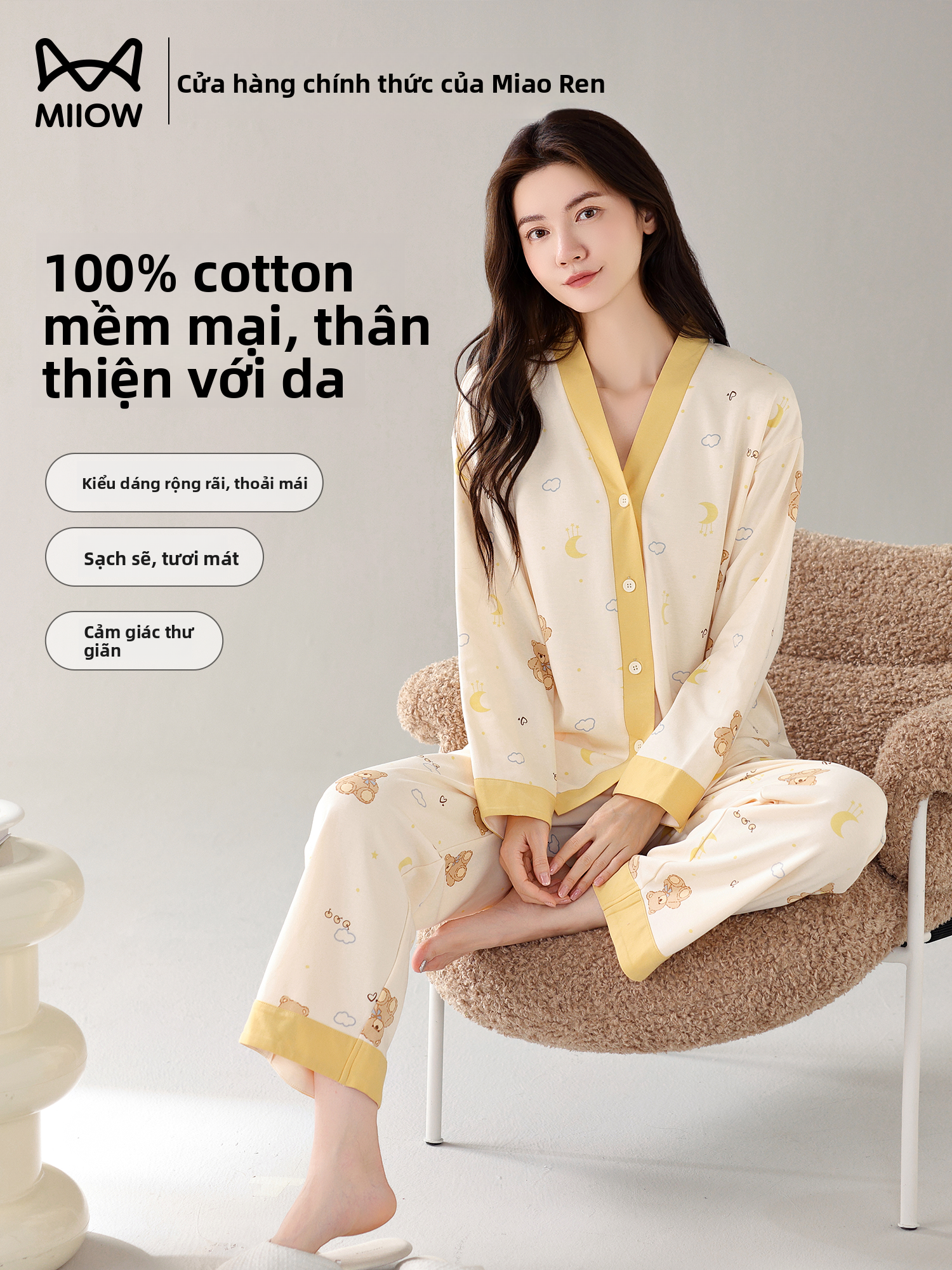 [MiiOW | Cute Women's Kimono Style Cotton Sleepwear Set,MiiOW | Cute Women's Kimono Style Cotton Sleepwear Set,] Giá  697,000 Đồng*Miễn phí vận chuyển
