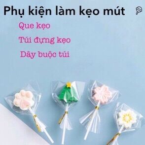 Hcm-set 50 túi, que, dây kẽm buộc kẹo mút, phụ kiện làm kẹo mút cho bé bội linh shop