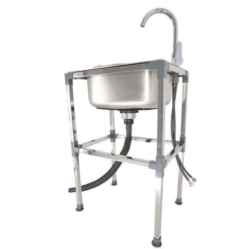 Chậu rửa chén 1 hộc inox kích thước 4275cm B02 có chân, vòi, bộ xả