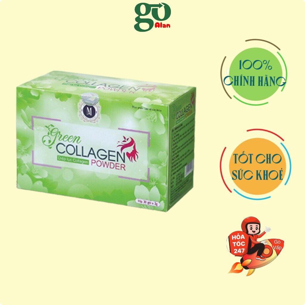 Diệp lục collagen hộp 30 gói giúp da sáng, giảm lão hoá, tăng cường sinh lý nữ