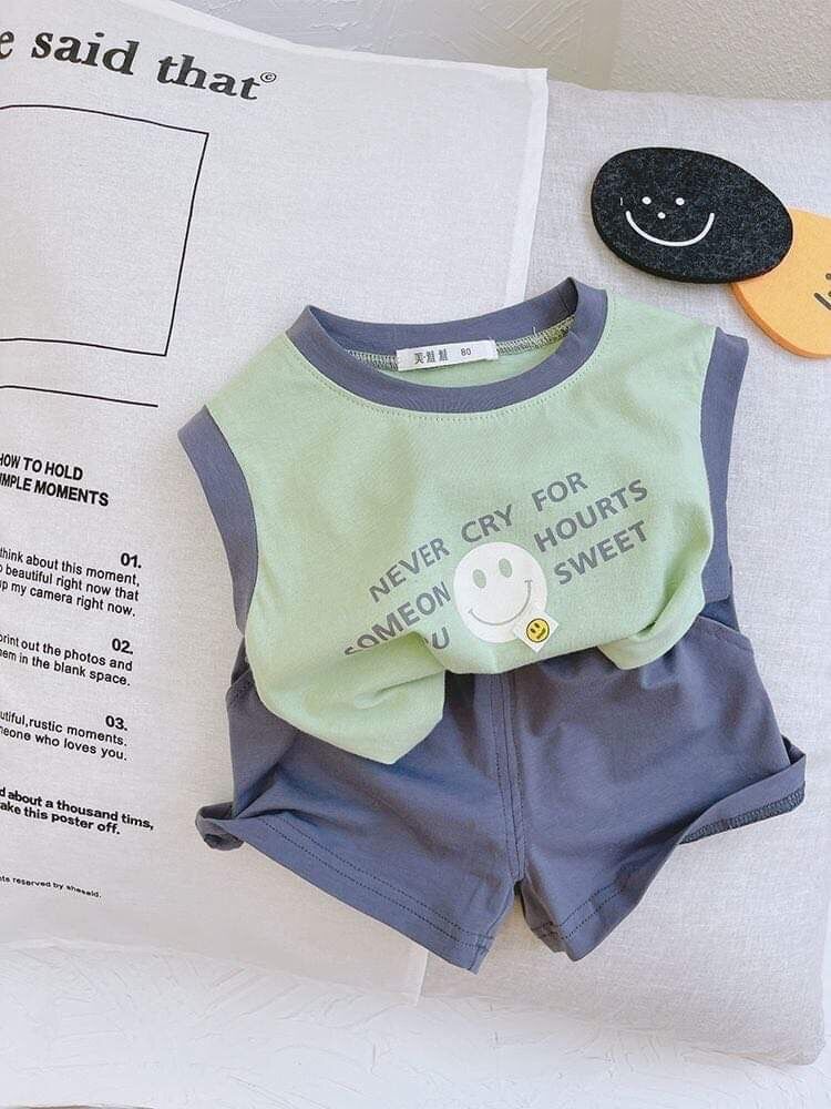 Set bộ áo icon chữ cotton cho bé trai