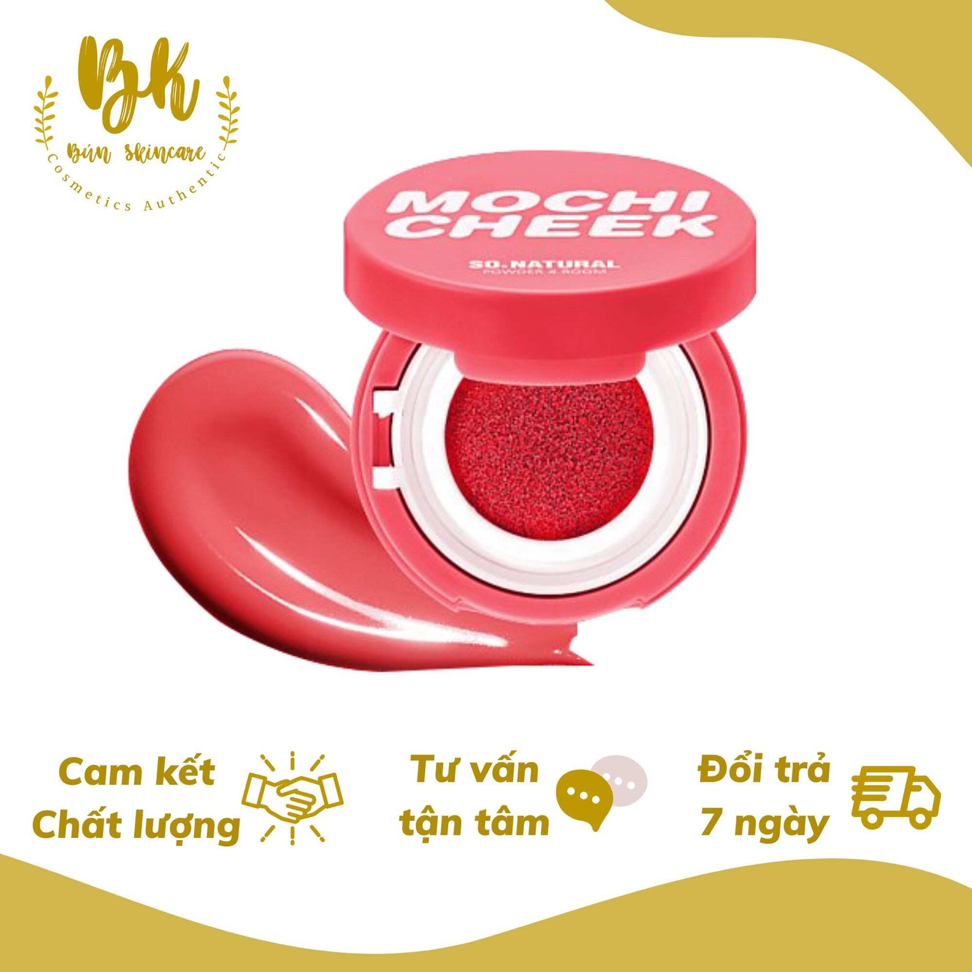 Phấn má hồng dạng kem (cushion) Mochi Cheek So'Natural Nhập khẩu hàng quốc chuẩn 100%