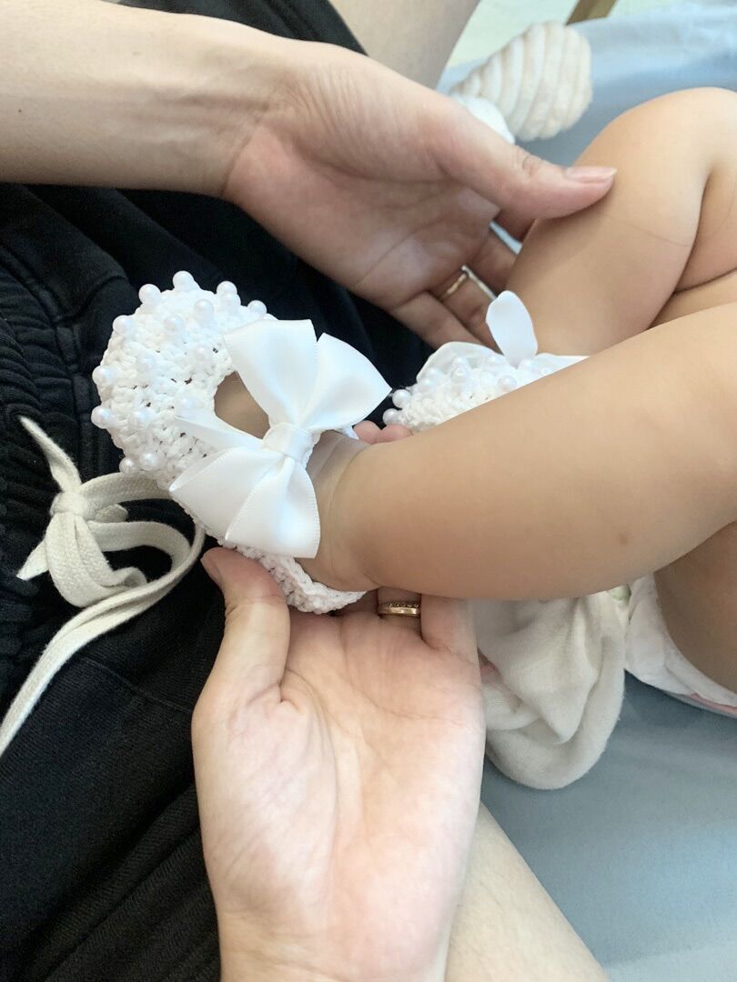 giày nơ trắng đính ngọc bé gái