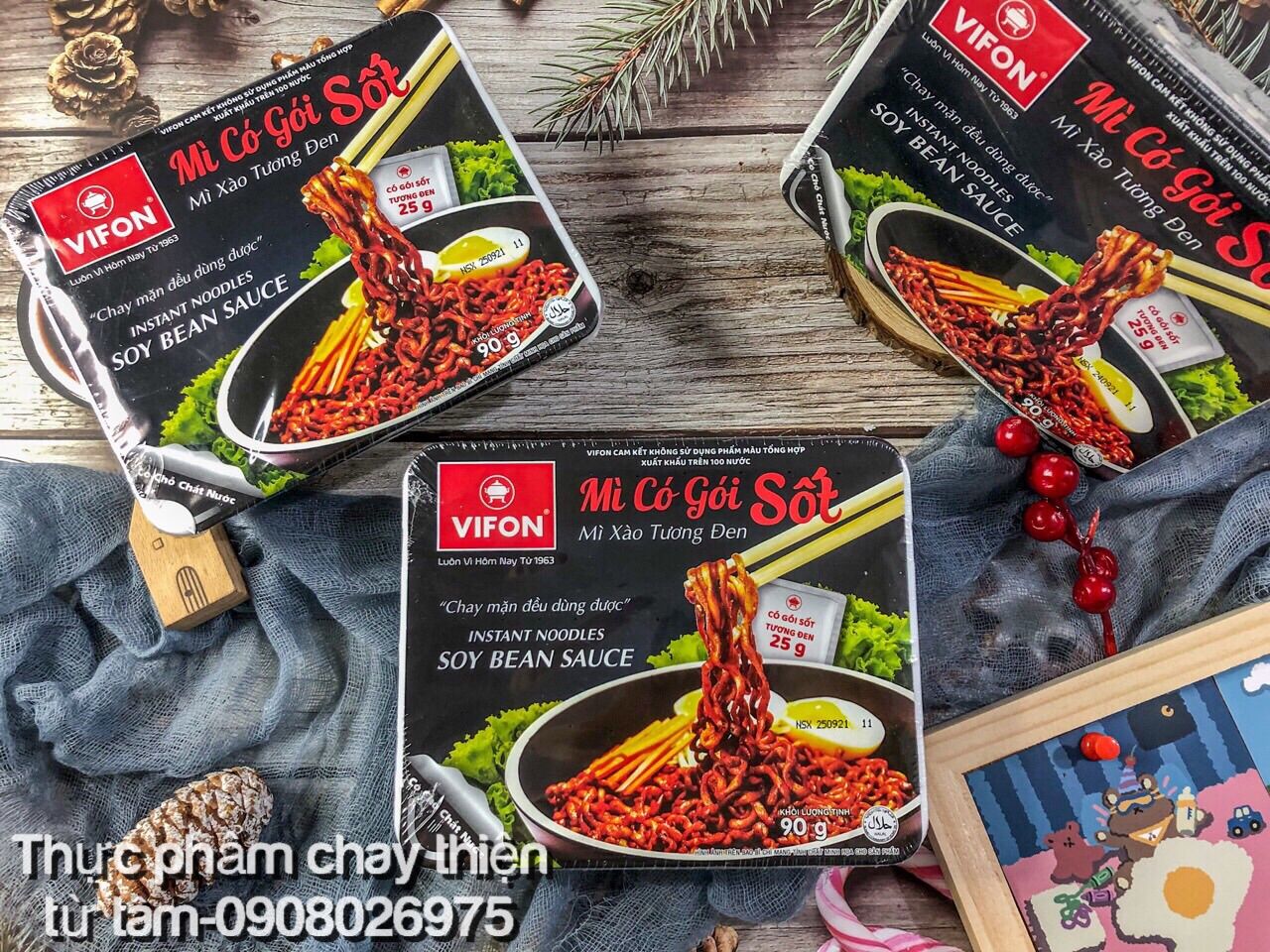 Mì Tương Đen Chay Vifon Sốt Tương Đen Chuẩn Hàn Hộp 90G