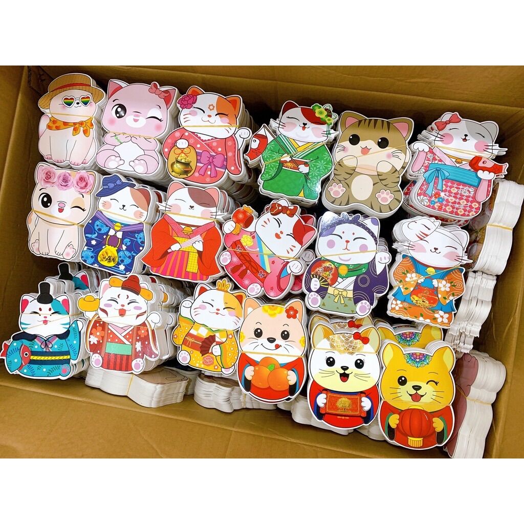 [Set 10 bao] Bao Lì Xì Chibi Hình Con Mèo Tết 2023