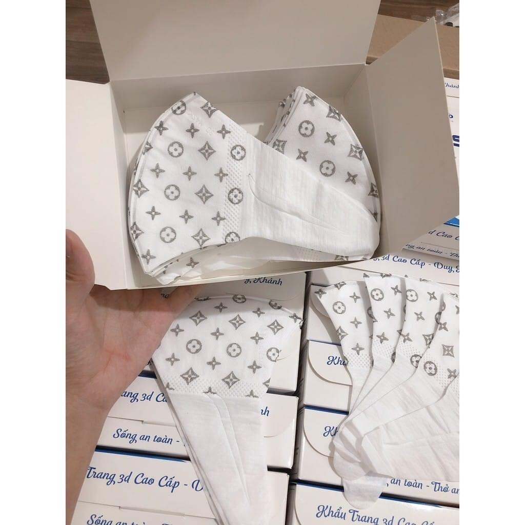 Khẩu trang 3D mask LV đen hộp 50 chiếc kháng khuẩn chất lượng cao