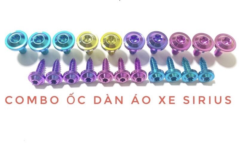 (GR5 XỊN) COMBO 21 ỐC TITAN FULL DÀN ÁO XE SIRIUS CỰC ĐẸP