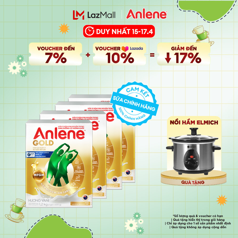 [Voucher giảm đến 26%]Combo 4 Sữa Bột Anlene Gold Hương Vani 1.2Kg