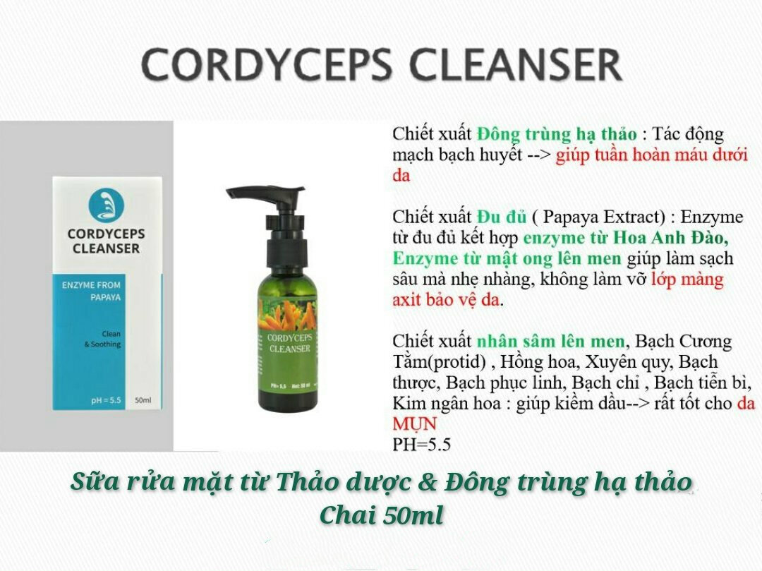 CORDYCEPS CLEANSER: Sữa rửa mặt chai 50ml