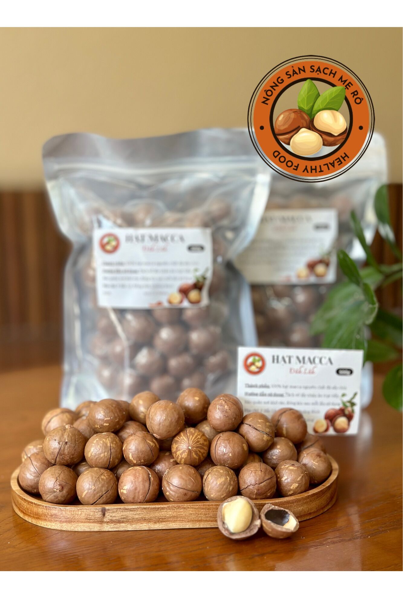  1KG HẠT MACCA ĐĂK LĂK NỨT VỎ SIZE TRUNG COMBO 2 TÚI ZIP NÔNG SẢN SẠCH MẸ RÔ 