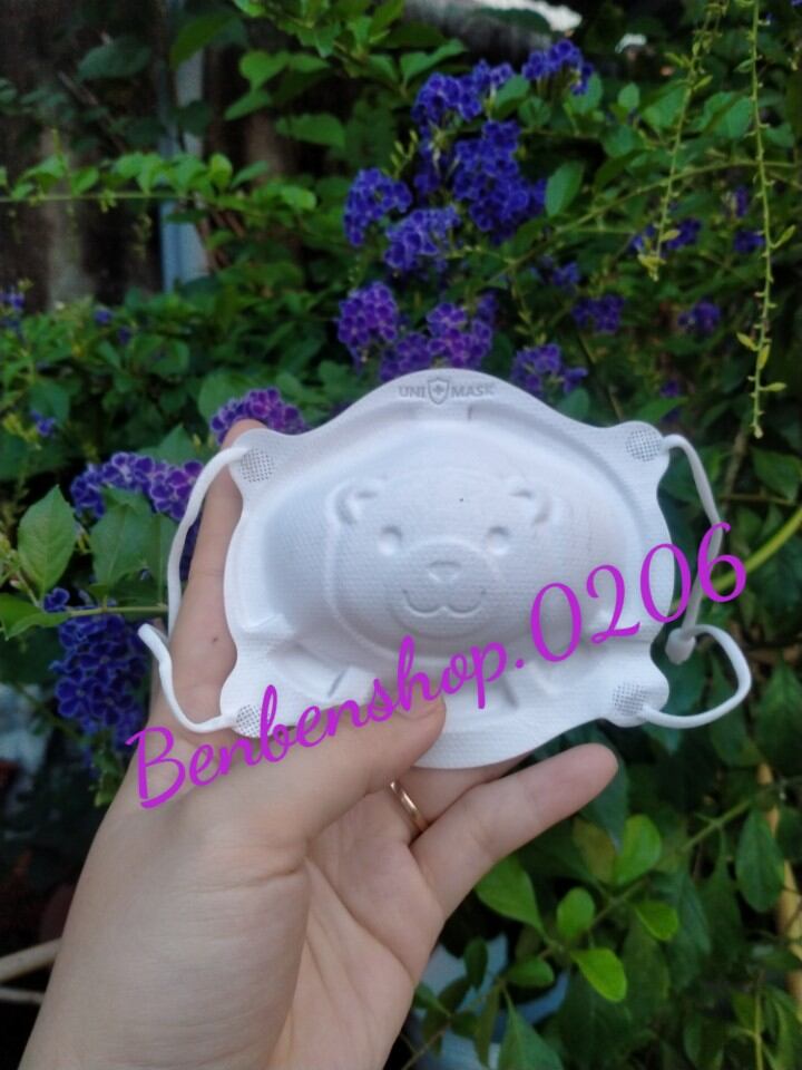 Túi 3 cái Khẩu trang gấu UNI MASK cho bé yêu có dây đeo điều chỉnh được (0-3 tuổi)