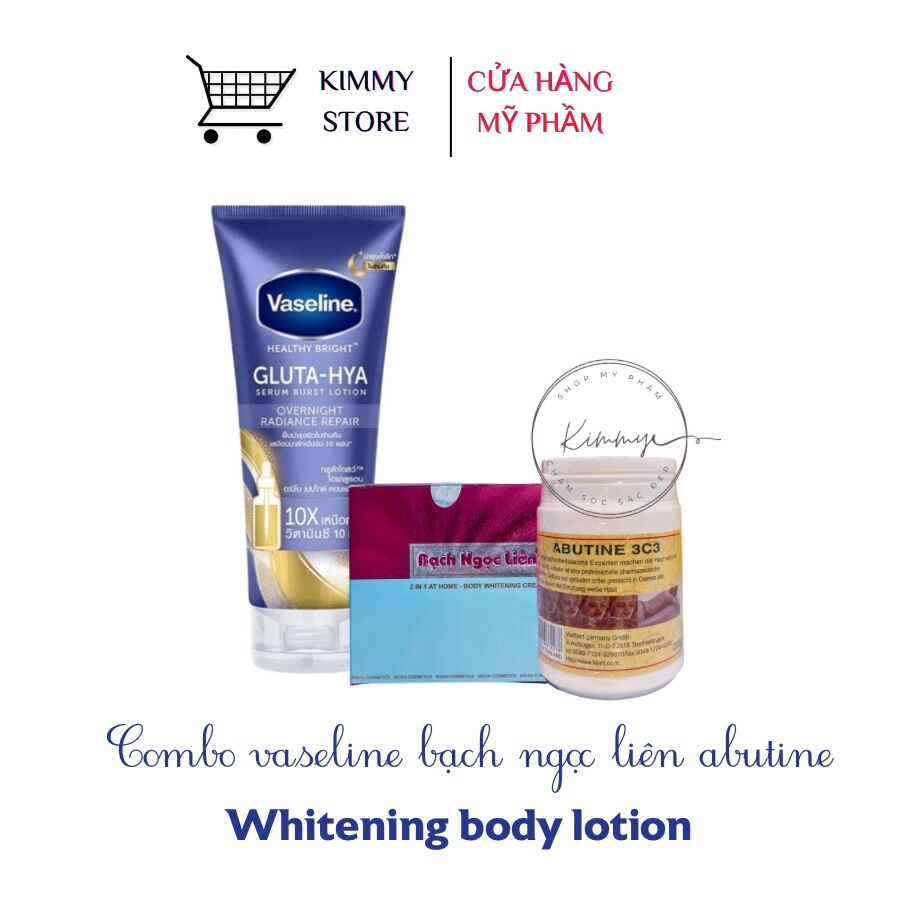 Combo VASELINE GLUTA HYA 10X ngày đêm + viên alpha arbutin 3Plus