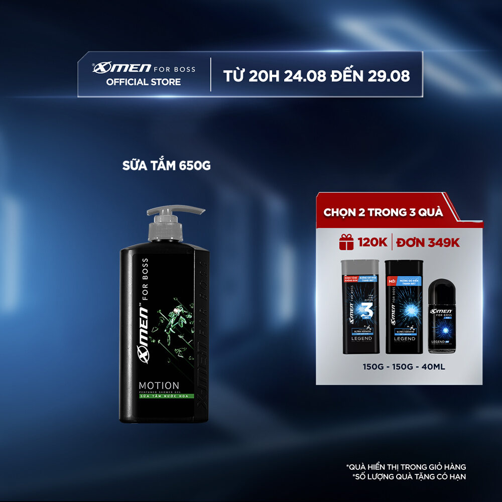 Sữa tắm nước hoa X-Men For Boss Motion - Mùi hương năng động phóng khoáng 650g