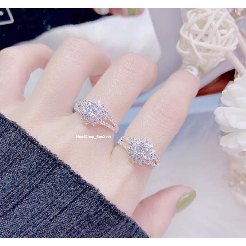 Nhẫn Hoa sen đá Bạc ta sang xịn lắm luôn - NomiShop