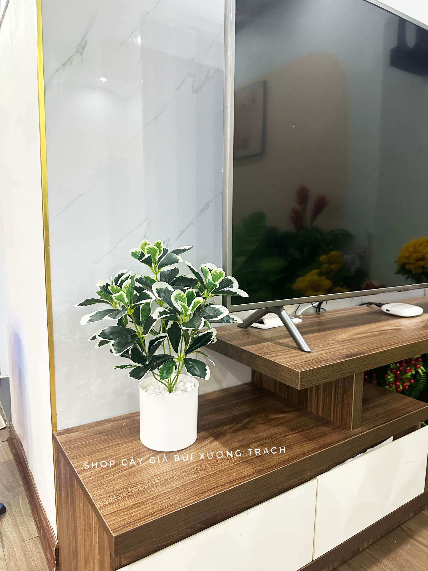 Chậu cây giả để bàn - chậu cây cẩm thạch 40cm
