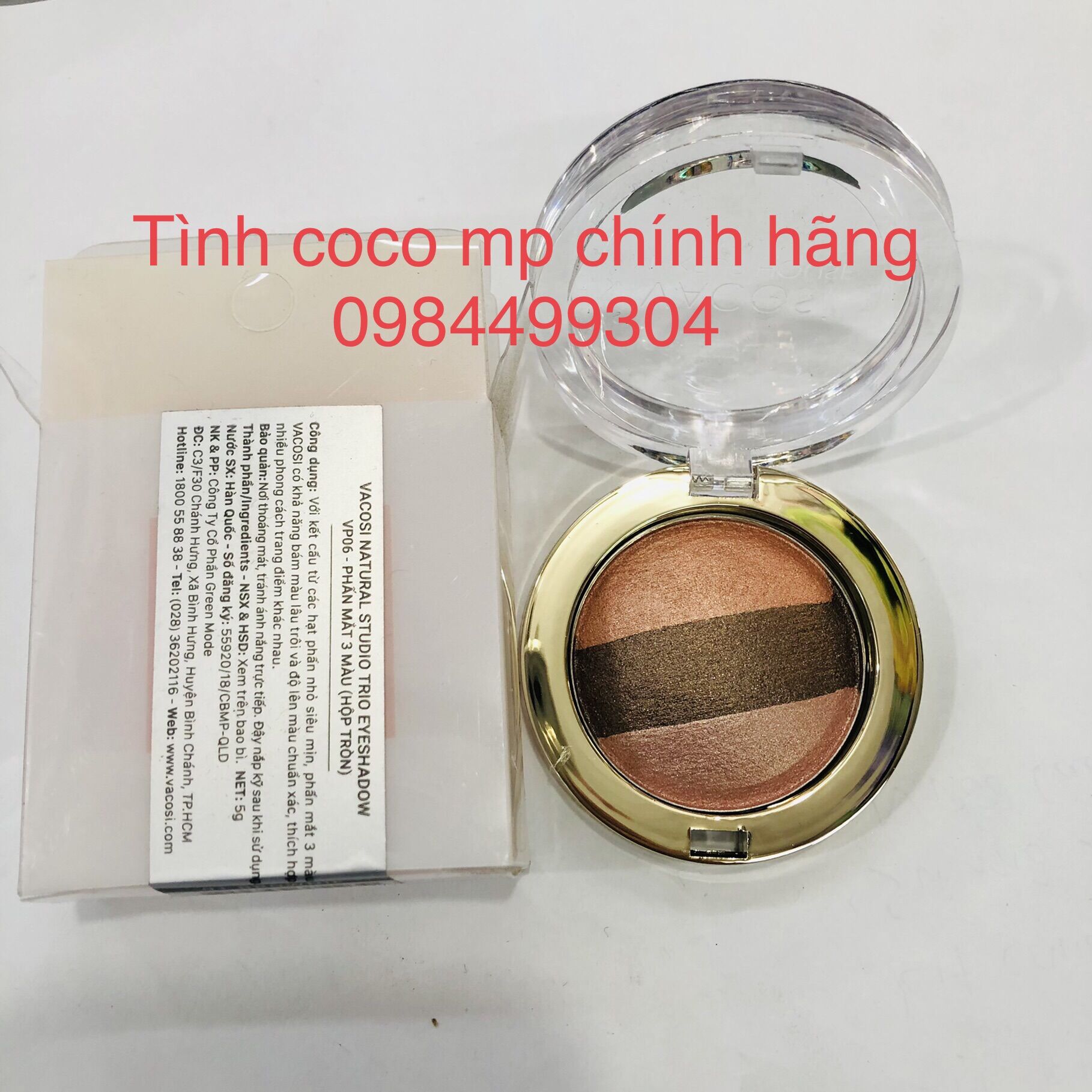 Vacosi phấn mắt trang điểm, màu mắt trang điểm tông nâu đồng vàng 01 5g