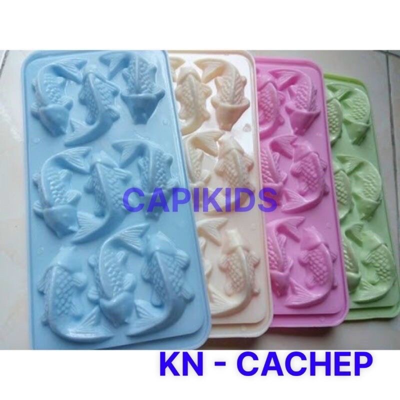 Khuôn rau câu thạch trà sữa khay đá hình cá chép 9 viên