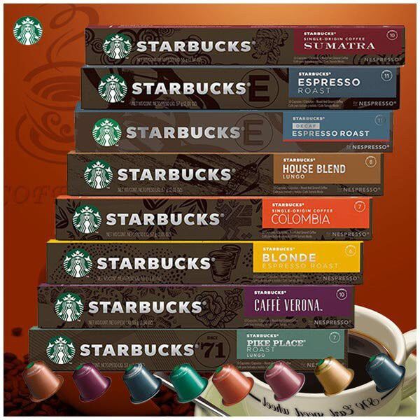Combo 10 x 10 capsules Starbucks Nespresso 5-8 choice Date 07-10 2022