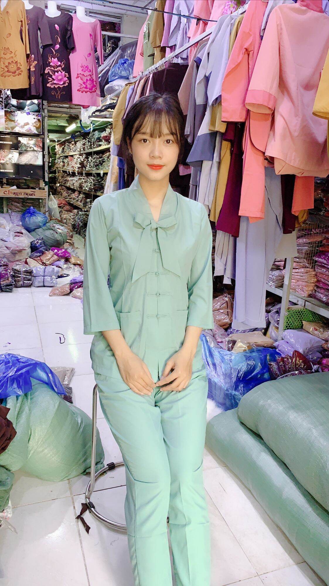 #đồ bộ đi chùa#đồ lam nữ#la Hán nơ