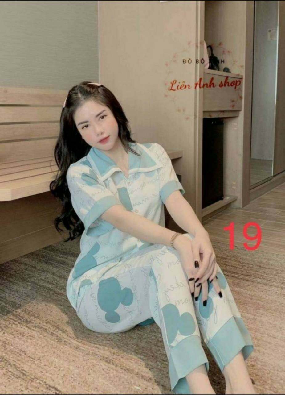 Bộ Pijama nữ tay ngắn quần dài dễ thương