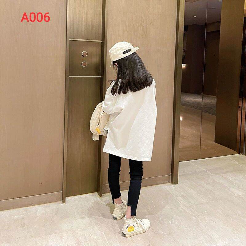 Áo sơ mi dài đuôi tôm dáng dài cho bé gái