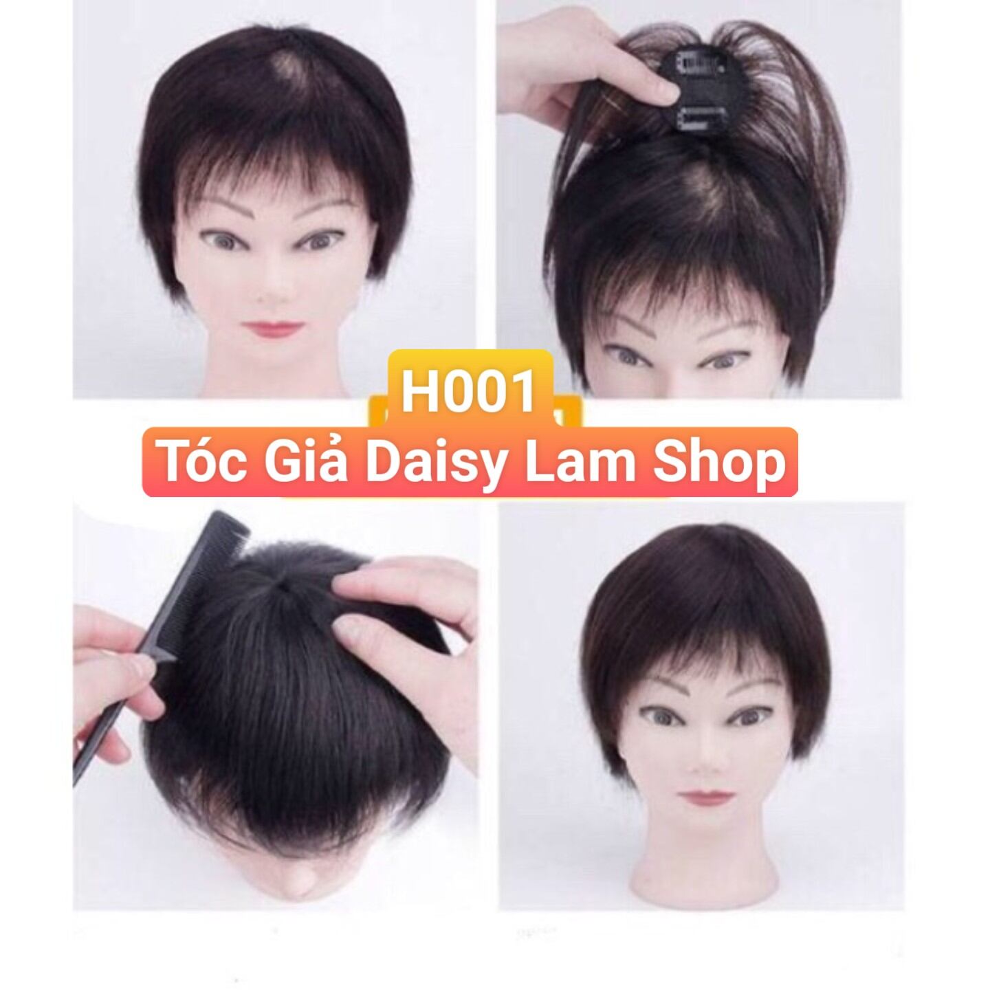 [HCM][ SIÊU CHẮC CHẮN ] - Tóc giả che hói che bạc đỉnh đầu dài 15cm H001