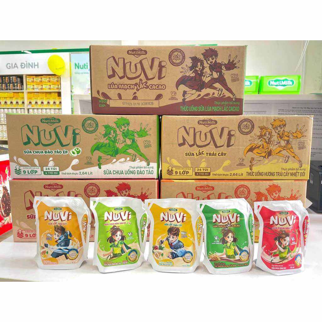 Thùng 24 bịch sữa nuvi trái cây 110ml