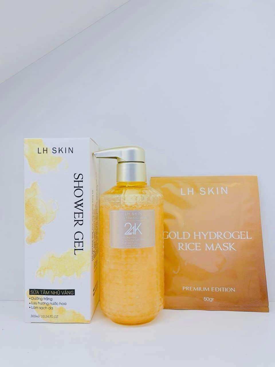 Sữa tắm nhũ vàng 24k lh skin - tặng tắm trắng vàng 24k dưỡng trắng da