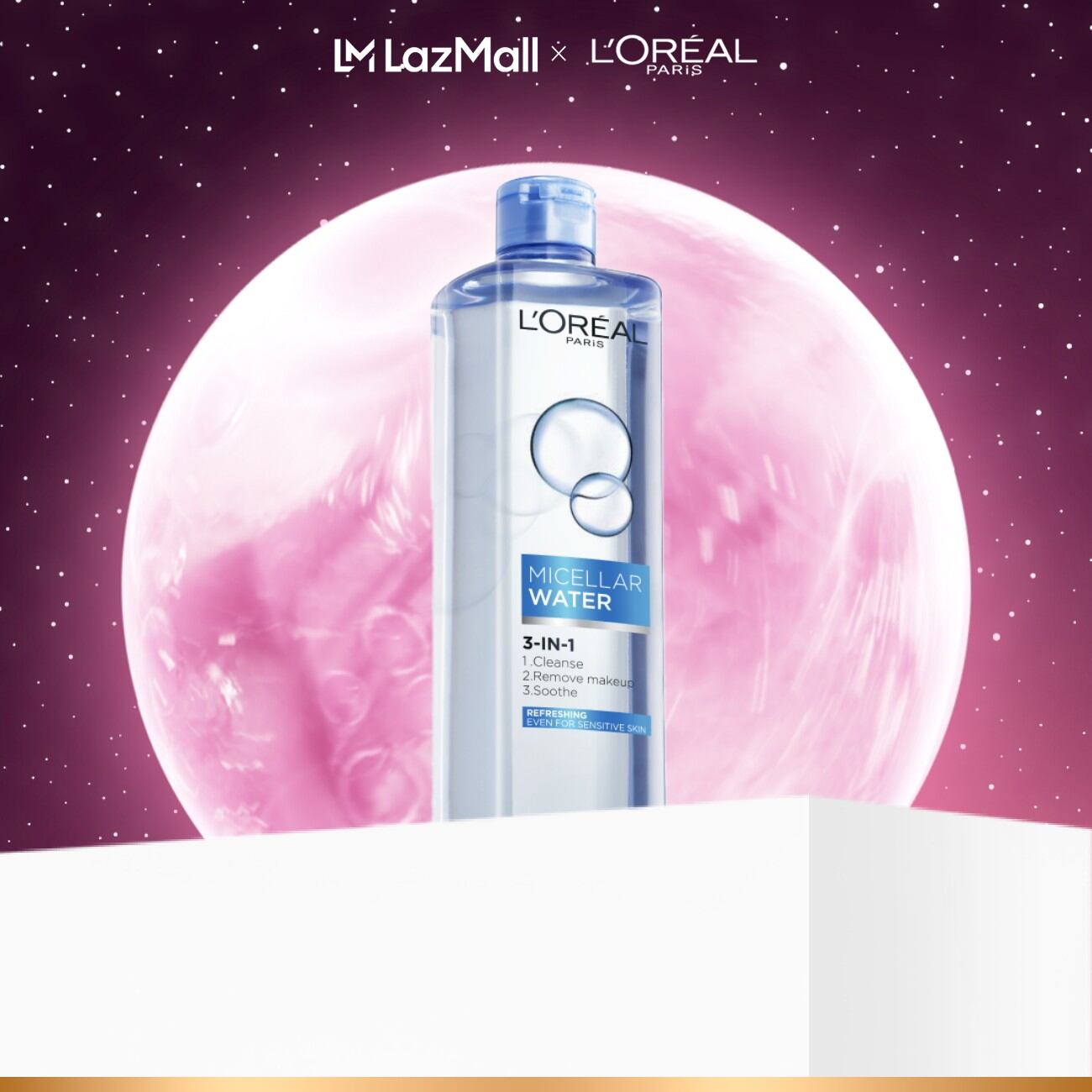 Nước tẩy trang tươi mát L'Oreal Paris Micellar Water 400ml (xanh dương nhạt)