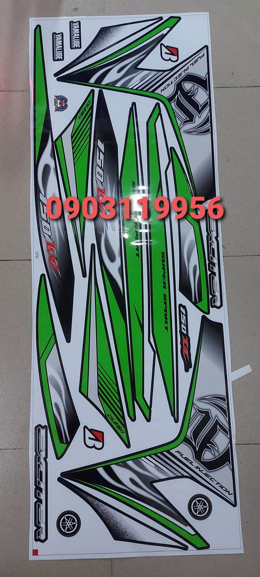 tem rời exciter 150 đen phối bạc xanh