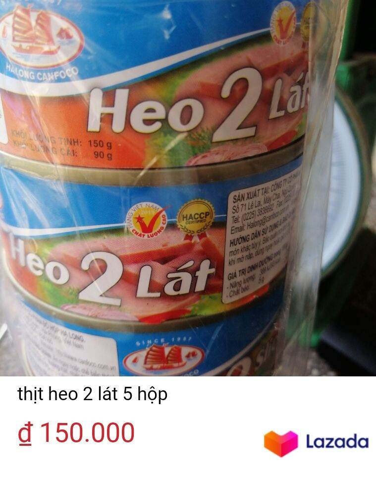 thịt hộp heo 2 lát, combo 5 hộp