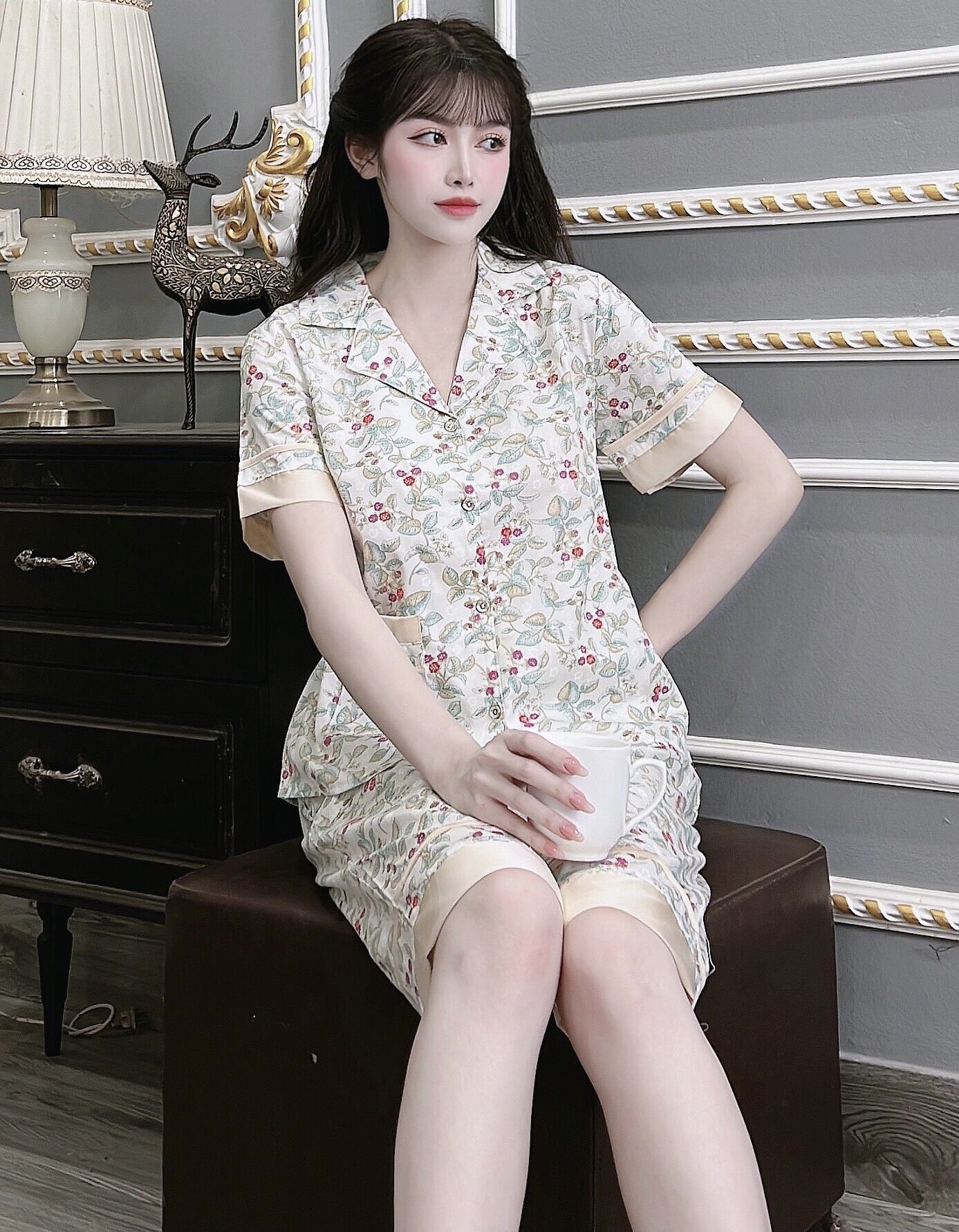 Đồ bộ nữ mẫu lửng vải kate