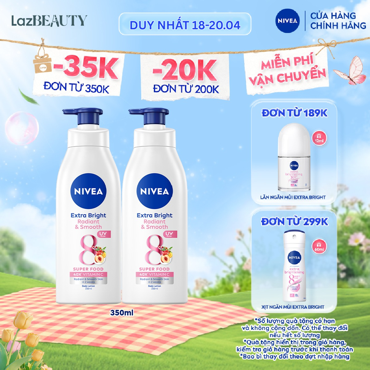 Bộ 2 Sữa Dưỡng Thể NIVEA 8 Super Fooods Dưỡng Sáng Da | Mịn Da (350 ml) - 98413