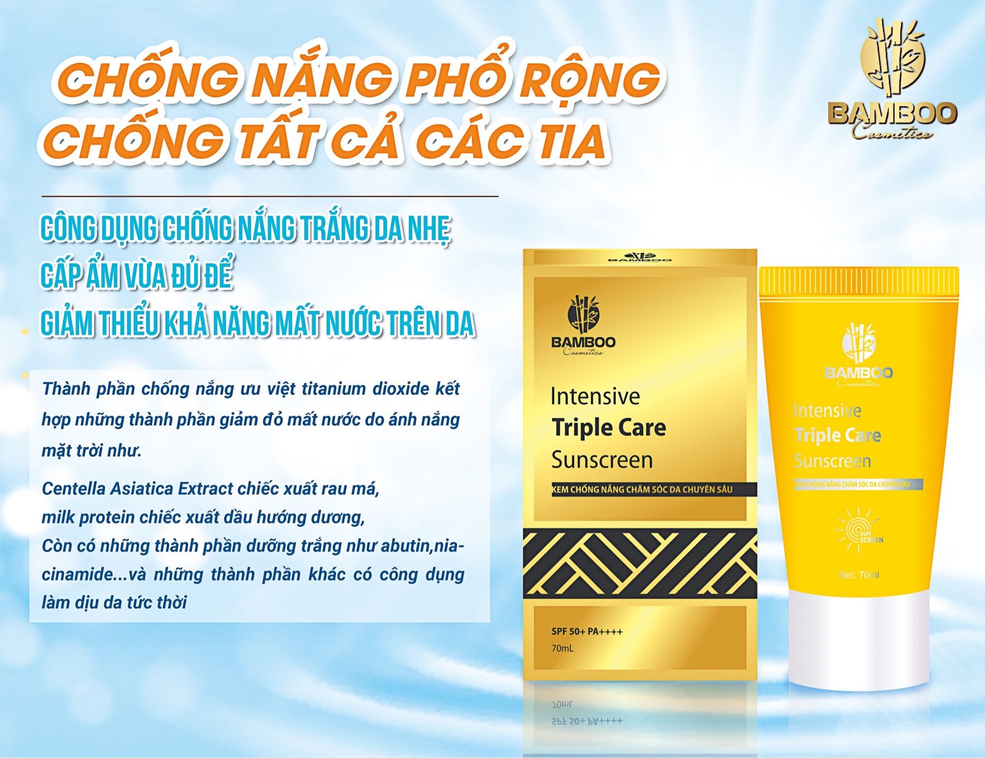 Kem Chống Nắng Bamboo tuýp 70ml- Kem chống nắng vật lý