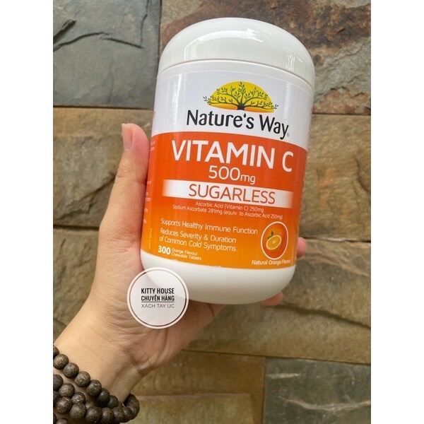 VIÊN KẸO NHAI NATURE’S WAY VITAMIN C SUGARLESS LỌ 300 VIÊN CHÍNH HÃNG