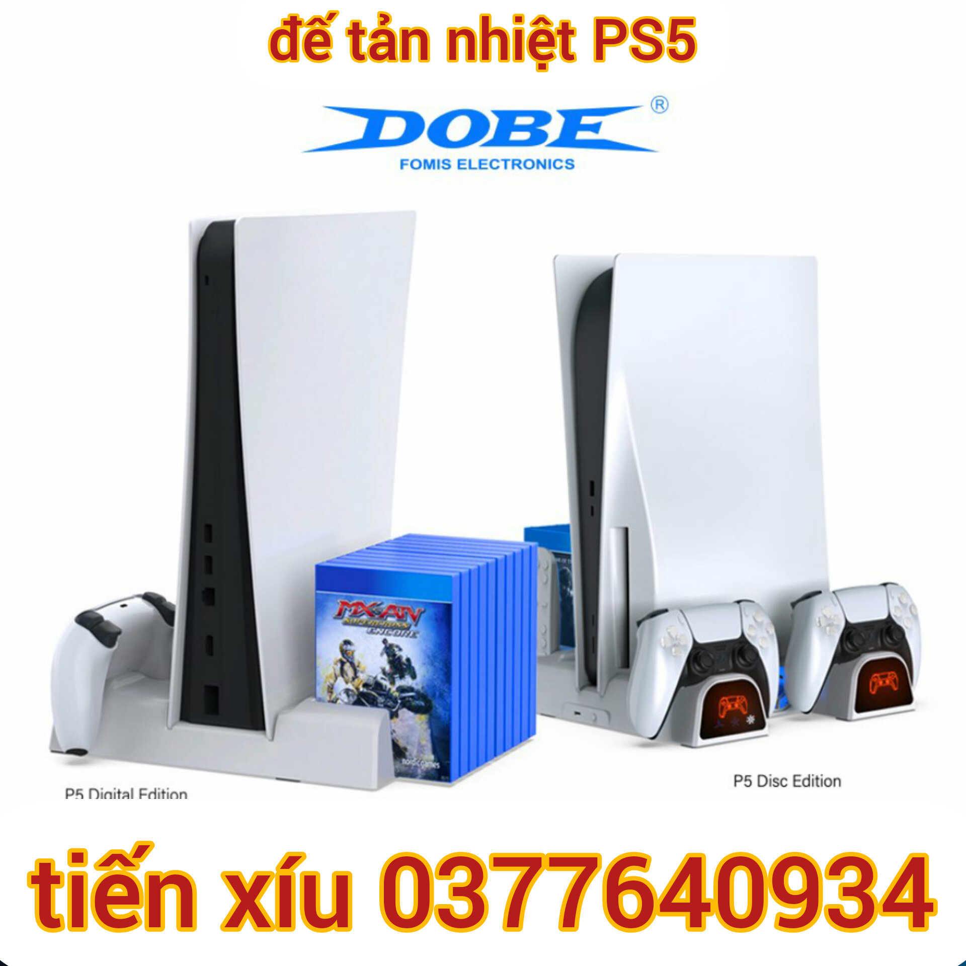 Đế tản nhiệt dành cho máy Ps5 / Ps5 Slim kèm quạt sạc làm mát tay cầm ps5 / ps5 slim