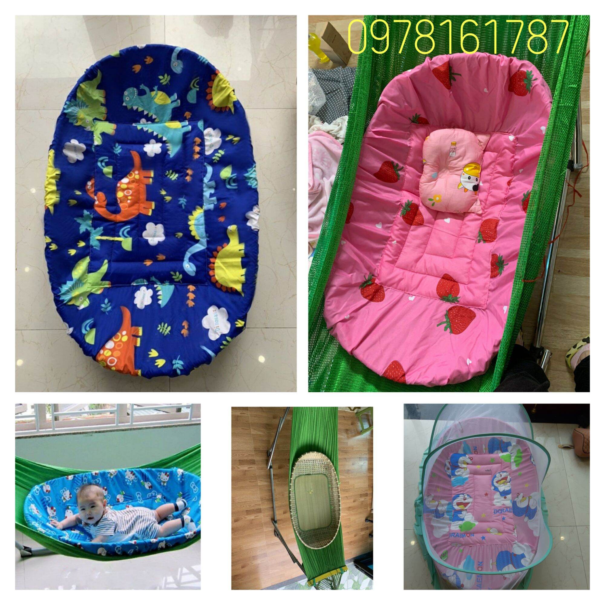 Combo nôi tre đặt võng và nệm bọc nôi đủ sz 55x85,60x90,65x1m, 70x1,2m cho trẻ từ 0-36 tháng ( tặng vòng dâu tằm)