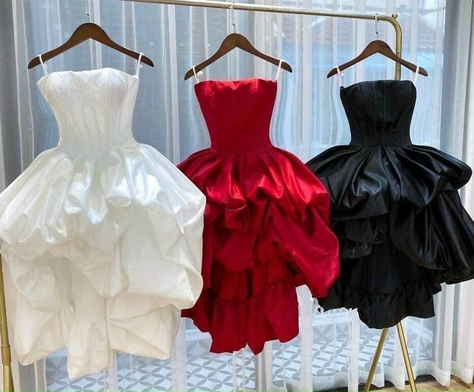 Đầm xoè cúp bí dún phồng ảnh thật