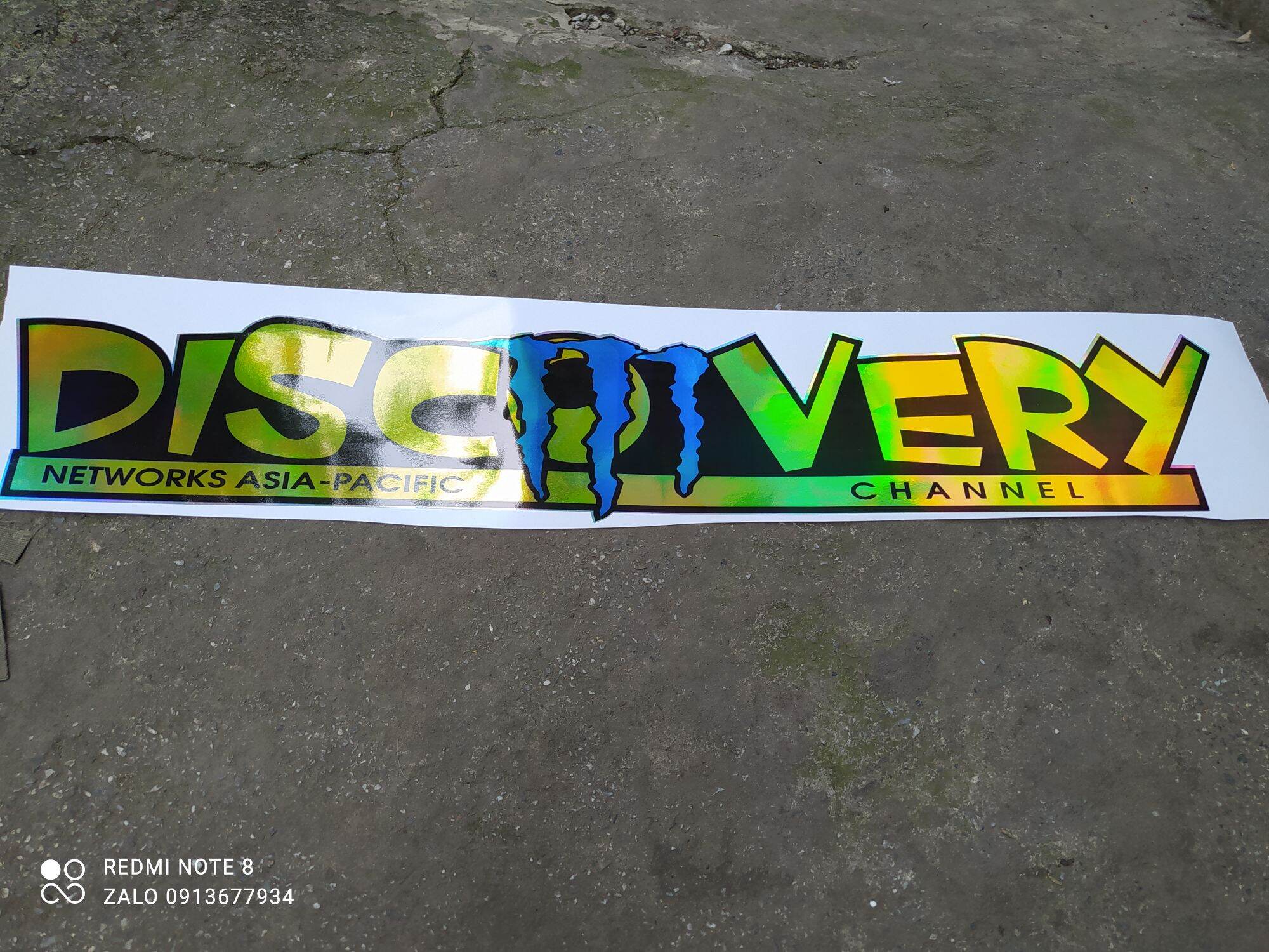 Tem decal chữ discovery lấp lánh bảy màu trang trí xe ô tô